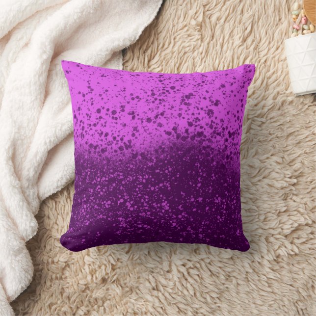 Royal Purple Monochromatic Splatter Throw Pillow (Blanket)