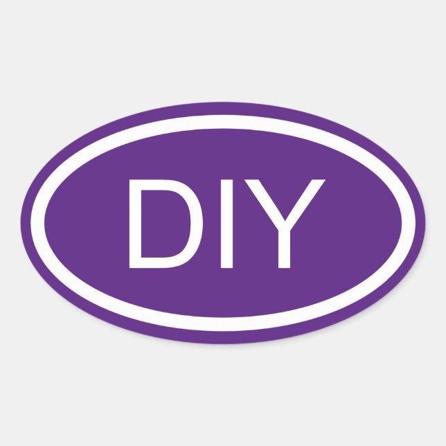 Royal Purple Monogram Euro Style Oval Sticker (Front)