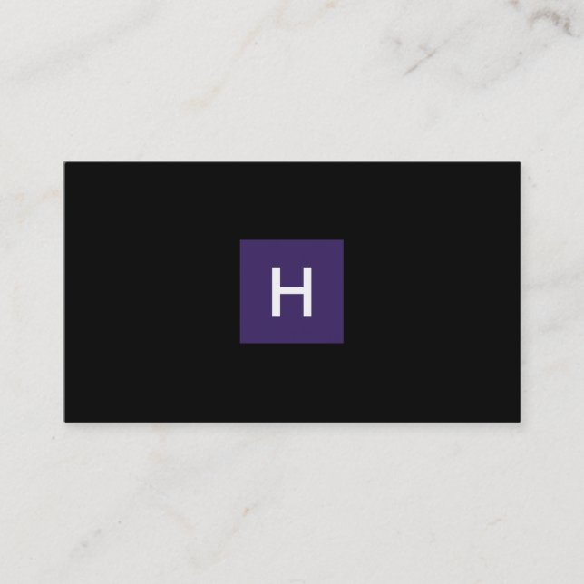 Royal Purple Monogram Square Business Card (Front)