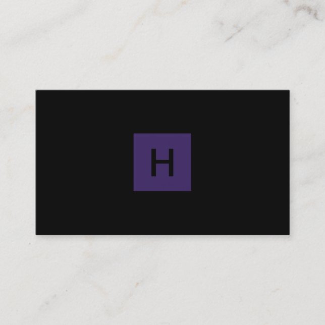 Royal Purple Monogram Square Business Card (Front)