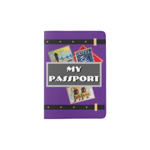 ROYAL PURPLE “MY PASSPORT” W/ STEAMER LABELS PASSPORT HOLDER