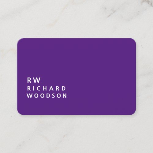 Royal Purple Name Initials Company Industry Business Card