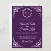 Royal Purple Ornate Monogram Wedding Invitation (Front)