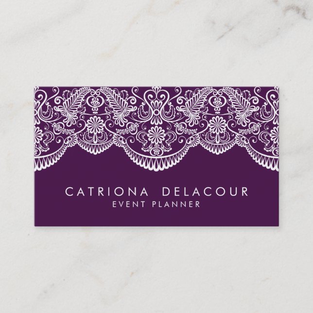 Royal Purple Ornate Moroccan Lace Business Card (Front)