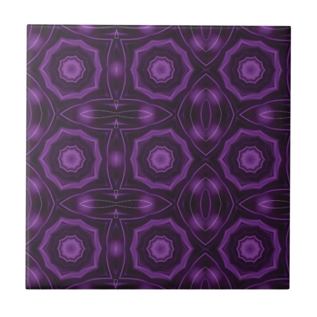 Royal purple pattern geometric design ceramic tile (Front)