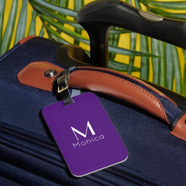 Royal purple  - personalized  luggage tag (Front Insitu 1)