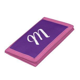 Royal Purple Pink Initial Letter Monogram Modern Tri-fold Wallet