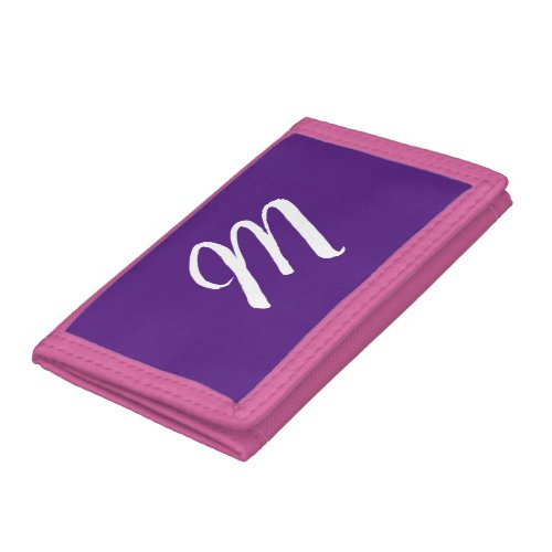 Royal Purple Pink Initial Letter Monogram Modern Trifold Wallet