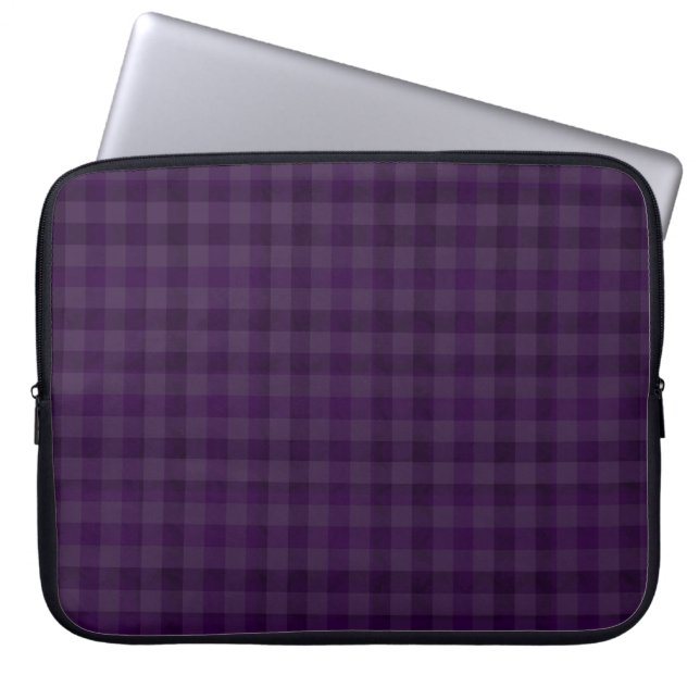 Royal Purple Plaid Custom 15" Laptop Sleeve (Front)