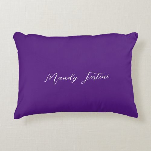 Royal Purple Plain Elegant Minimalist Calligraphy Accent Pillow