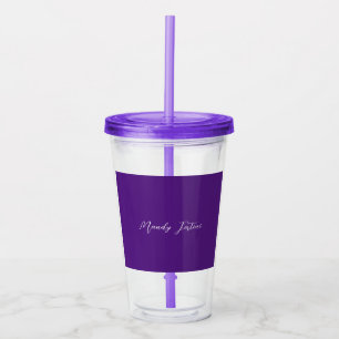 Royal Purple Plain Elegant Minimalist Calligraphy Acrylic Tumbler