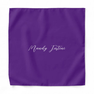 Royal Purple Plain Elegant Minimalist Calligraphy Bandana