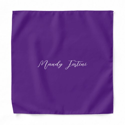 Royal Purple Plain Elegant Minimalist Calligraphy Bandana