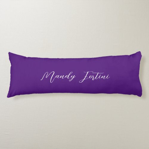 Royal Purple Plain Elegant Minimalist Calligraphy Body Pillow
