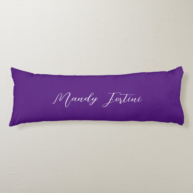 Royal Purple Plain Elegant Minimalist Calligraphy Body Pillow (Front)