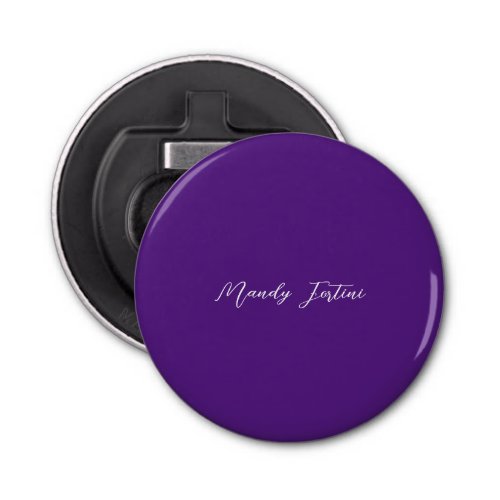 Royal Purple Plain Elegant Minimalist Calligraphy Bottle Opener