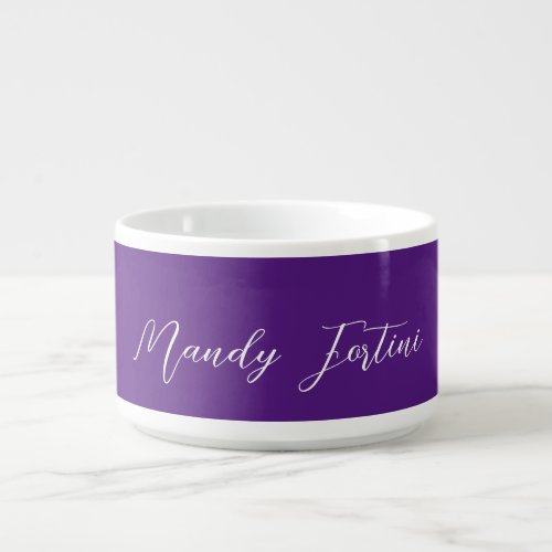 Royal Purple Plain Elegant Minimalist Calligraphy Bowl