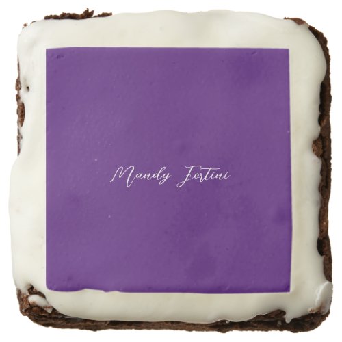 Royal Purple Plain Elegant Minimalist Calligraphy Brownie