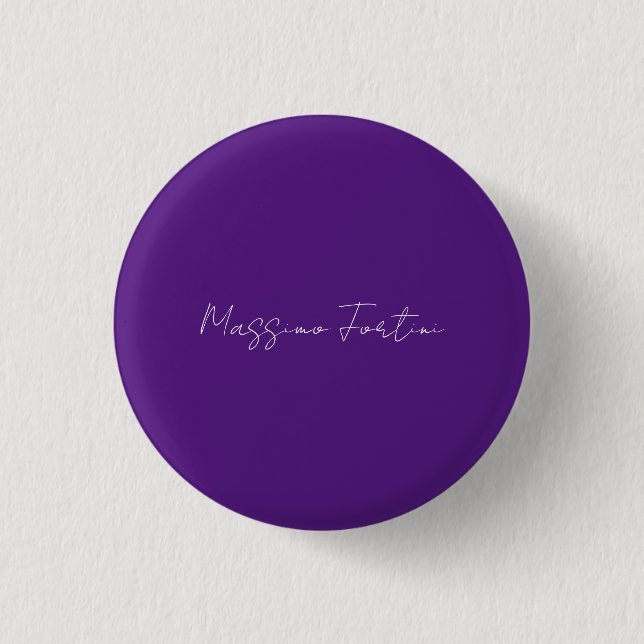 Royal Purple Plain Elegant Minimalist Calligraphy Button (Front)