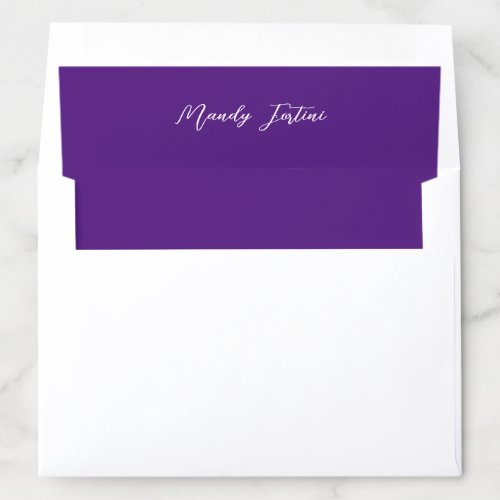 Royal Purple Plain Elegant Minimalist Calligraphy Envelope Liner