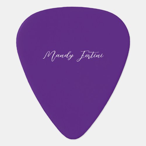 Royal Purple Plain Elegant Minimalist Calligraphy Guitar Pick