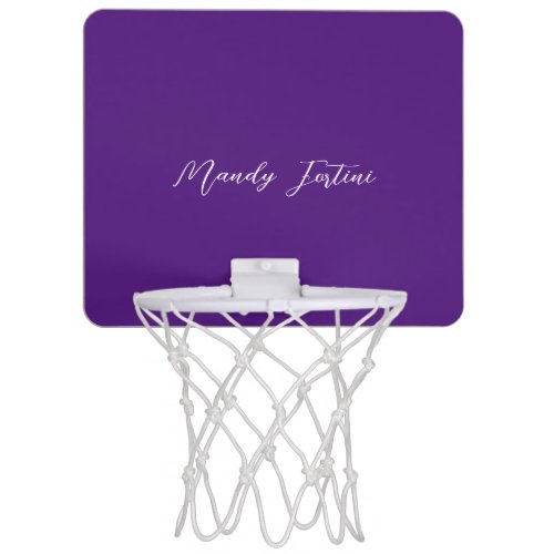 Royal Purple Plain Elegant Minimalist Calligraphy Mini Basketball Hoop