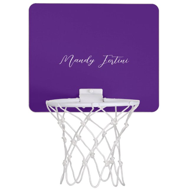 Royal Purple Plain Elegant Minimalist Calligraphy Mini Basketball Hoop (Front)