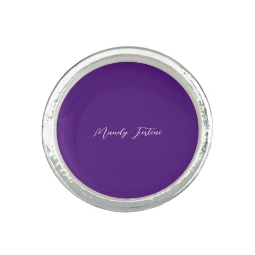 Royal Purple Plain Elegant Minimalist Calligraphy Ring