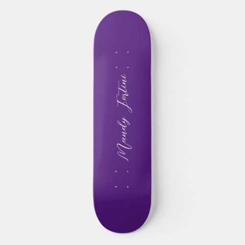 Royal Purple Plain Elegant Minimalist Calligraphy Skateboard