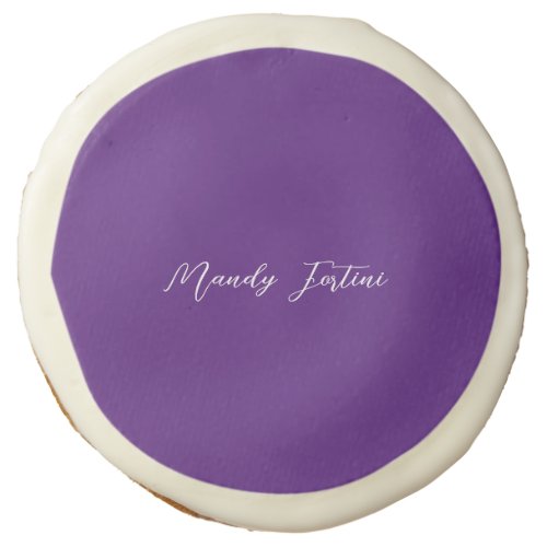 Royal Purple Plain Elegant Minimalist Calligraphy Sugar Cookie