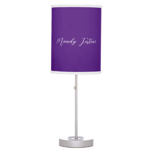 Royal Purple Plain Elegant Minimalist Calligraphy Table Lamp