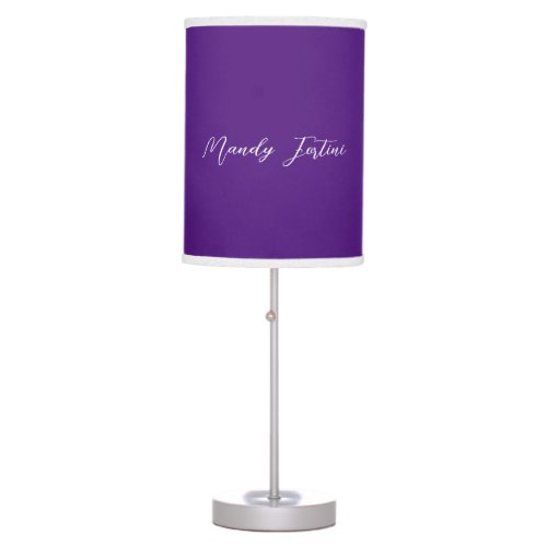 Royal Purple Plain Elegant Minimalist Calligraphy Table Lamp