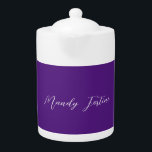 Royal Purple Plain Elegant Minimalist Calligraphy Teapot<br><div class="desc">Represent yourself with this modern, elegant design. This template can be customized to meet all professional occupations.</div>