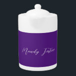 Royal Purple Plain Elegant Minimalist Calligraphy Teapot<br><div class="desc">Represent yourself with this modern,  elegant design. This template can be customized to meet all professional occupations.</div>