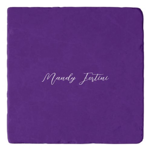 Royal Purple Plain Elegant Minimalist Calligraphy Trivet