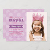 Royal Purple Princess Girl Photo Birthday Party Invitation (Front/Back)