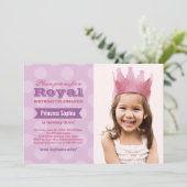 Royal Purple Princess Girl Photo Birthday Party Invitation (Standing Front)
