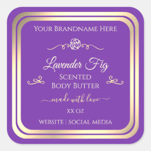 Royal Purple Product Label with Gold Shimmer Frame
