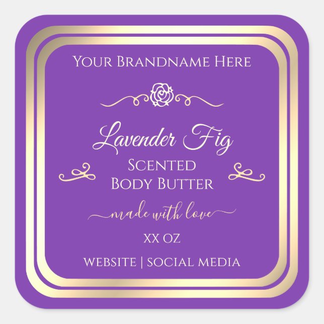 Royal Purple Product Label with Gold Shimmer Frame (Front)