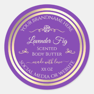 Royal Purple Product Label with Gold Shimmer Frame