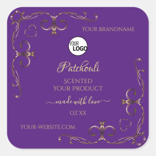 Royal Purple Product Labels Ornate Corner Add Logo