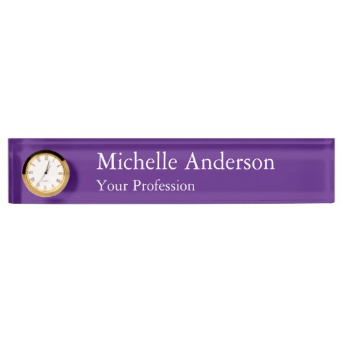 Royal Purple Professional Manager Modern Plain Desk Name Plate