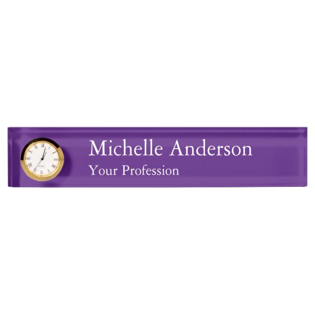 Royal Purple Professional Manager Modern Plain Desk Name Plate (Front)