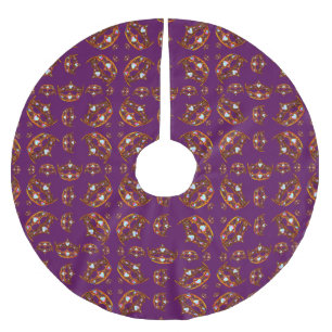 Royal Purple Queen of Hearts Gold crown tiara tree Brushed Polyester Tree Skirt