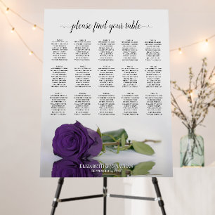 Royal Purple Rose 15 Table Wedding Seating Chart Foam Board