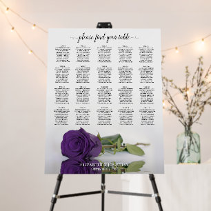 Royal Purple Rose 20 Table Wedding Seating Chart Foam Board