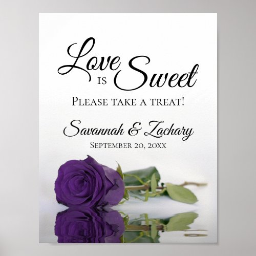 Royal Purple Rose Love is Sweet Wedding Treat Poster