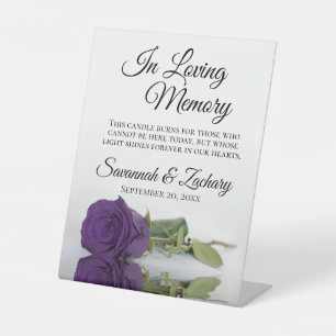 Royal Purple Rose Loving Memory Wedding Memorial Pedestal Sign