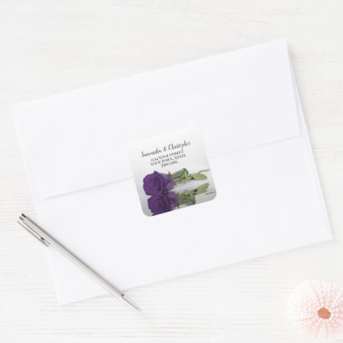 Royal Purple Rose Return Address Envelope Seal