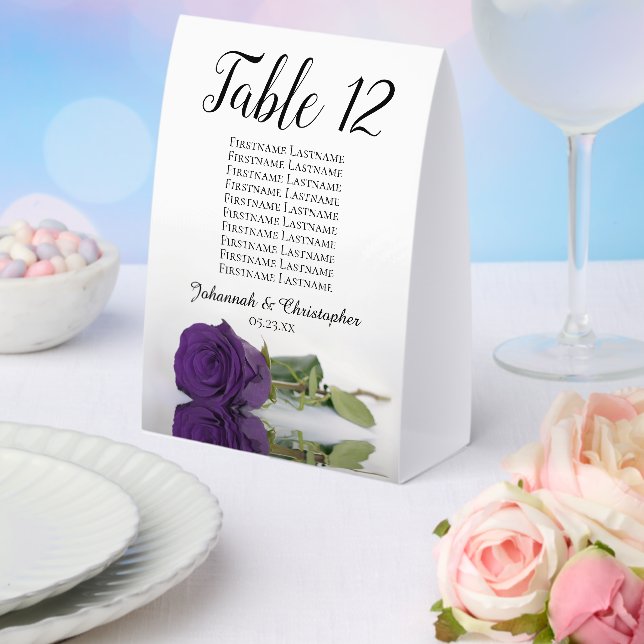 Royal Purple Rose Wedding Number Seating Chart  Paper Table Tent (Insitu(Wedding))
